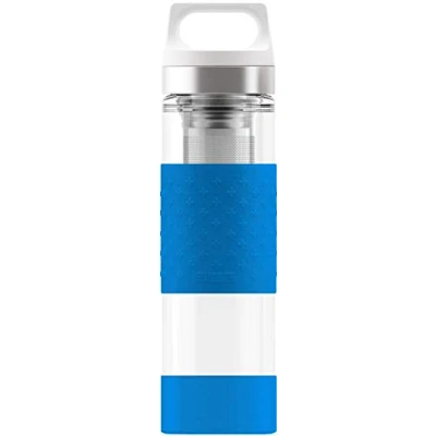 Image of SIGG Hot &amp; Cold Thermal Water Bottle (0.4 L), Pollutant Free and Insulated Thermos Flask, Glass with Silicone Shell