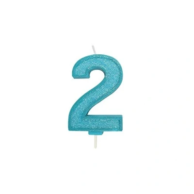 Image of CULPITT Sparkle Number Candles for Cake &amp; Cupcakes, Single Numbers from 0 9, Say Happy Birthday with These Candle Sparklers, Celebrate Birthdays Anniversaries Flair Blue 2