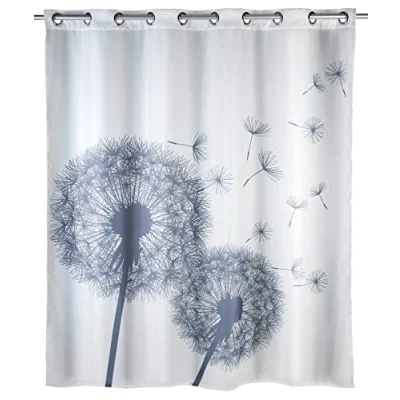 Image of WENKO Mould Shower Curtain Flex Astera Anti Bacterial, Water Repellent, intgrated Hanging Mechanism, Polyester, White, 180 x 200 1 cm
