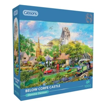 Image of Below Corfe Castle 1000 Piece Jigsaw Puzzle Countryside Sustainable for Adults Premium 100% Recycled Board Great Gift Gibsons Games