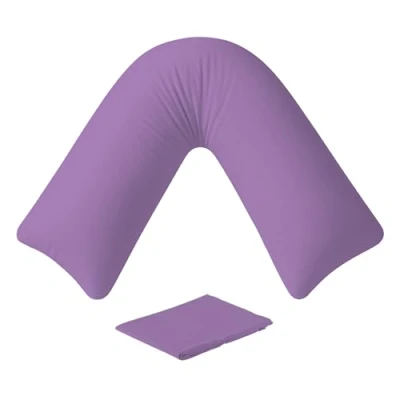 Image of EGYPTO Orthopaedic V Pillow with pillowcase Soft &amp; Breathable Anti Allergy Shaped Pillows for Neck Back Support Nursing, Pregnancy Post Surgery Triangle (Lilac)