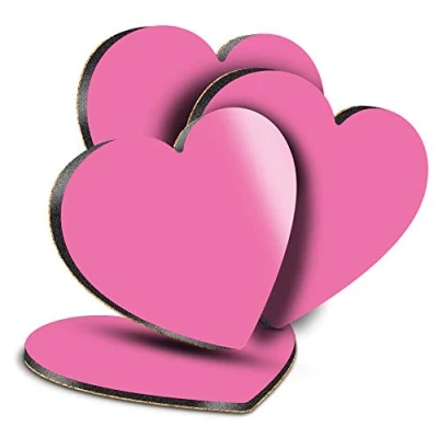 Image of Destination Vinyl ltd Great Coasters (Set of 4) Heart Bright Pink Colour Block Drink Glossy Coasters/Tabletop Protection for Any Table Type #44456