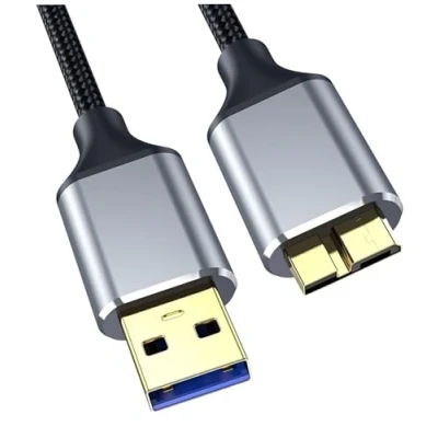 Image of Hard Drive Cable USB 3.0 A to Micro B 5Gbps Compatible with Portable External Drive, Western, WD Elements,Seagate Expansion,Toshiba Canvio, LaCie, Maxtor, Samsung Galaxy S5 Note 3,Camera etc (1m)