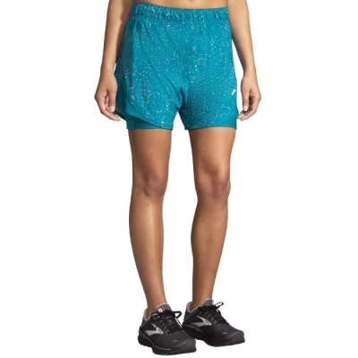 Image of BROOKS 221464486 Chaser 5&quot; 2 in 1 Short Shorts Women&#039;s Blue Size 20
