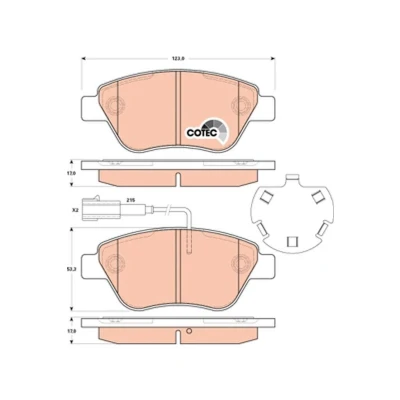 Image of 0000077361073, 77364874, 77365651 brake pad set TRW COTEC GDB1891 incl. wear warning contact with caliper screws accessories