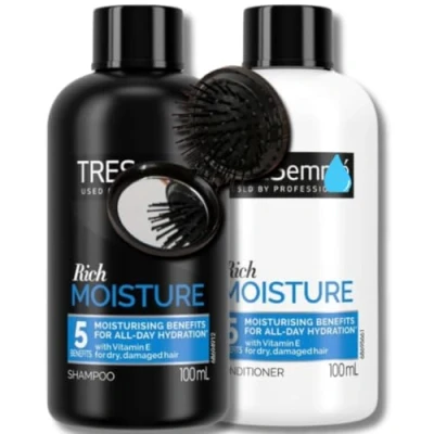 Image of Tresemme Moisture Rich Travel Size Shampoo &amp; Conditioner (100ml Each) with BVO Luxe Folding Bruish Complete Mini and Set