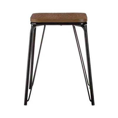 Image of Premier Housewares Bar Stool, Counter Height Stools, Metal &amp; Wood, w37 x d37 h47cm Black