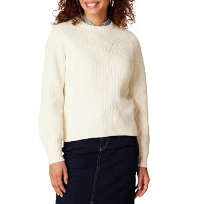 Image of Amazon Essentials Women&#039;s Crew Neck Rib Sweater, Eggshell White, XXL