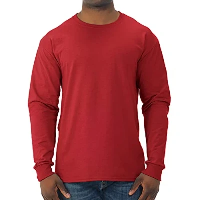 Image of Jerzees Dri Power Men&#039;s Long Sleeve T Shirt Real Red L, True Red, L