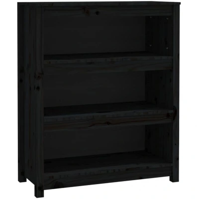 Image of vidaXL Book Cabinet Black 80x35x97 cm Solid Wood Pine