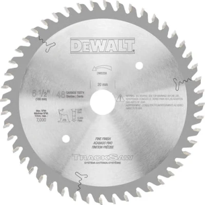 Image of DEWALT Tracksaw Blade, Ultra Fine Finishing, 48 Tooth, 6 1/2 Inch (DW5258), Silver