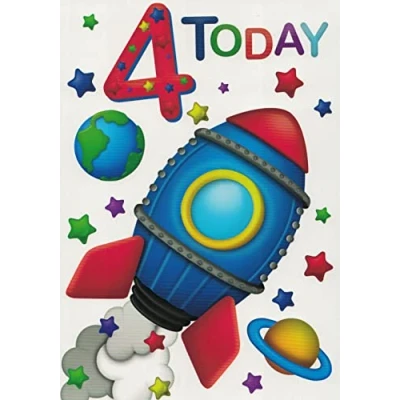 Image of Happy 4th Birthday Card 4 Today Zap Pow Boom Comic Book Super Hero For Him Male Boy