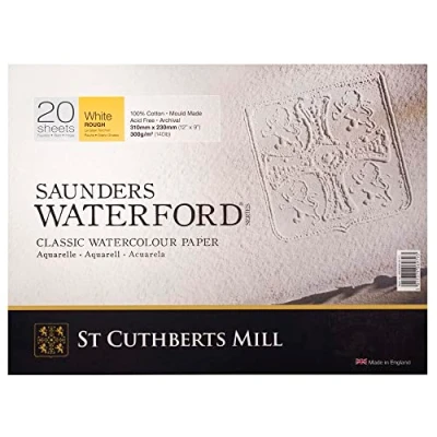 Image of Saunders Waterford Glued Pad, White, 20 Rough Sheets, 23x31