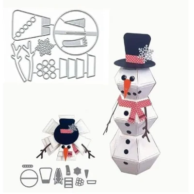 Image of Christmas Pop Up Surprise Ball Snowman Metal Die Cuts,Merry Christams Snowflake Cutting Dies Cut Stencils for DIY Scrapbooking Decorative Embossing Paper Card Making