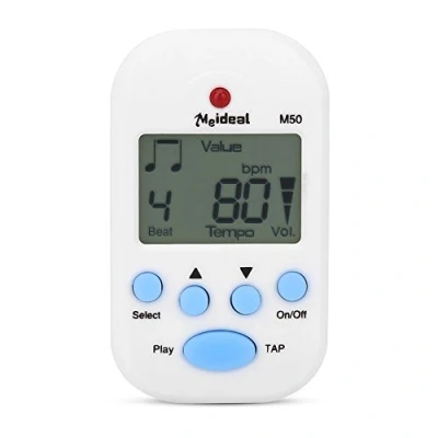 Image of Dilwe Portable Mini Metronome Multi functional Clip On Digital Beat Tempo for Piano, Violin, Guitar, Trap Drum (White)