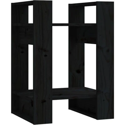 Image of vidaXL Book Cabinet/Room Divider Black 41x35x57 cm Solid Wood Pine