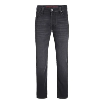 Image of JACK&amp;JONES PLUS Men&#039;s Jjimike Jjicon I.k. Sq 028 Pls Jeans, Black Denim, 44 W/30 L