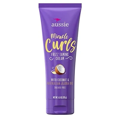 Image of Aussie Miracle Curls Frizz Taming Cream 6.8 Ounce (Coconut &amp; Jojoba Oil) (2 Pack)