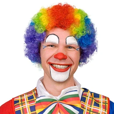 Image of Boland 85926 Curly Clown Wig, Multicoloured, Colourful, Curly, Synthetic Hair, for Adults, Accessory, Costume Accessories, Rainbow Colours, Theatre Show, Strike Move, Theme Party, Carnival