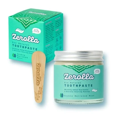 Image of Zerolla Eco Natural Toothpaste 60ml Double Whitening with Sodium Bicarbonate &amp; Organic Essential Oils Calcium Fluoride Organic, Vegan, SLS Free and Plastic