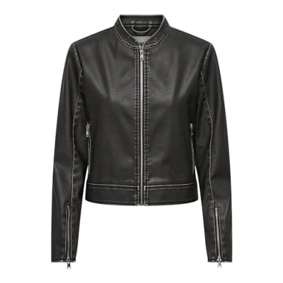 Image of ONLY Onlmindy Washed Faux leather jacket, Women&#039;s, Size: Small, Black