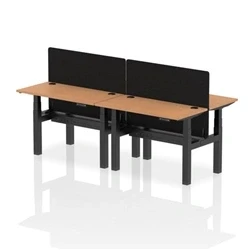 Image of Air B2B 1200x600mm Adjustable 4P Bench Desk CP Oak/Black + Screen
