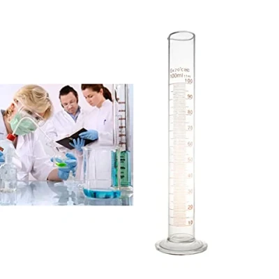 Image of Thick Glass Graduated Measuring Cylinder 100 Single Metric Scale Chemistry Lab Spout Measure