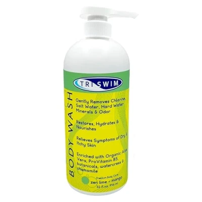 Image of TRISWIM Chlorine Removal Body Wash After Swim Care Shower Gel Moisturising Anti Vegan For Swimmers Intensive Hydration Women &amp; Men Lime Mango (946 ml)