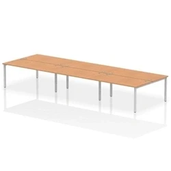 Image of Impulse Bench B2B 6 Person 1600 Silver Frame Office Desk Oak