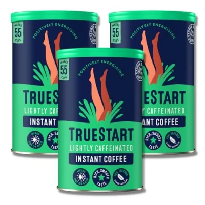 Image of TrueStart Barista Grade Lightly Caffeinated Instant Coffee 100g 3 pack, Premium Freeze Dried, Smooth Rich Beans Roast, 100% Full Flavour