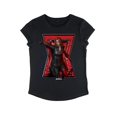 Image of Marvel Women&#039;s Widow Maker Rolled Sleeve T Shirt, Black, S