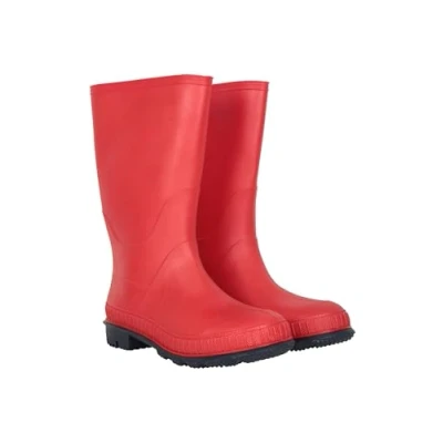 Image of Mountain Warehouse Plain Kids Wellies Waterproof, Soft Jersey Lined Wellington Boots with Gripped Sole for Boys &amp; Girls Spring Summer, Rain, School, Outdoors Red Shoe Size 1 UK