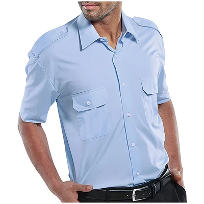 Image of Pilot Shirt Short Sleeve Sky Blue 15
