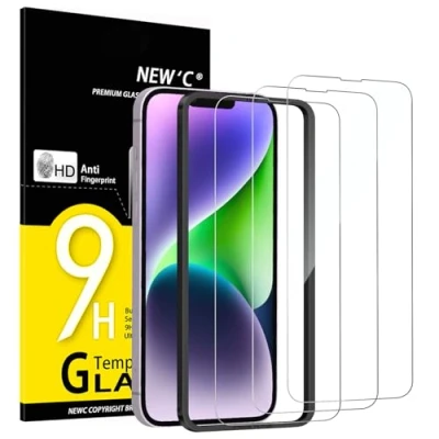 Image of NEW&#039;C 3 Pack Designed for iPhone 14 Plus, 13 Pro Max Screen Protector (6.7 inches), Enhanced Tempered Glass Protection with easy installation tool included,Case Friendly Ultra Resistant