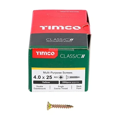 Image of TIMCO Classic Multi Purpose Screws PZ Double Countersunk 4.0 x 25 Gold Box of 200