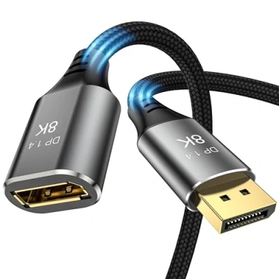 Image of DGHUMEN DisplayPort Extension Cable 1.4, 8K 60Hz (DP) Male to Female 32.4Gbps with HDR G Sync FreeSync for Gaming Monitor, TV, PC, Laptop (1.5M)