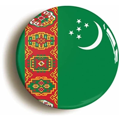 Image of Turkmenistan National Flag Fridge Magnet (Circular 2inch / 50mm Diameter)
