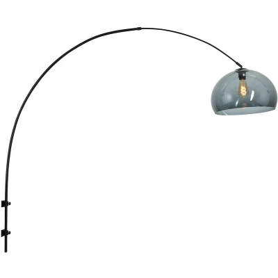 Image of Sparkled Light Cylindrical Wall Lamp Matt Black, Shade Of Smoked Glass