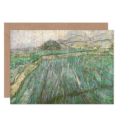 Image of Artery8 Vincent Van Gogh Dutch Rain Fine Art Greeting Card Plus Envelope Blank Inside