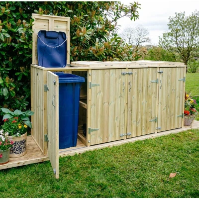Image of The Garden Village Shireburn Quad Wheelie Bin Store 240/240/140/140L