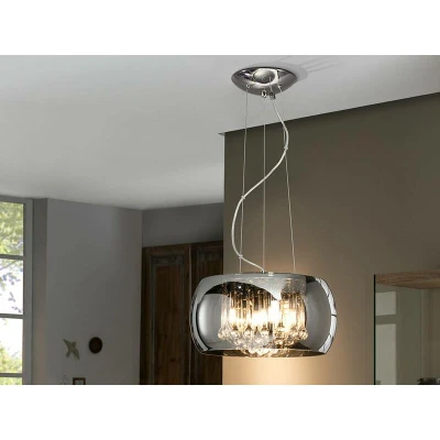 Image of Argos 5 Light Round Crystal Ceiling Pendant Chrome, Mirror, G9