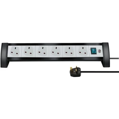 Image of Brennenstuhl Premium Office Line extension socket 6 way black/light grey 3m 05VV F 3G1,25 *GB*