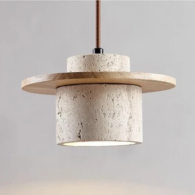 Image of XLDZ Pendant Light, Concrete Light for Dining Room, Natural Stone Shade Fixture Kitchen Island, Modern Chandelier, Nordic Ceiling Hanging Lighting(Natural)