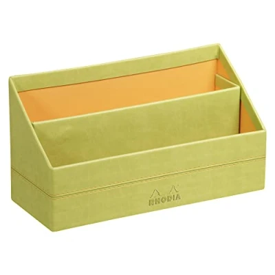 Image of RHODIA 318846C Anis Mail Holder 25x10x14 cm Orange Saddle Stitching Faux Leather Exterior Rhodiarama Home Office Collection Organization &amp; Designer Storage