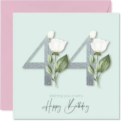 Image of 44th Birthday Cards for Women Fancy Floral Flowers Happy Card 44 Year Old Woman Sister Cousin Friend Neighbour, 145mm Bday Greeting