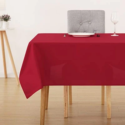 Image of Deconovo Christmas Decorations Red Wipeable Tablecloth 132x229cm(52x90in) Water Resistant Rectangular Table Cloth for