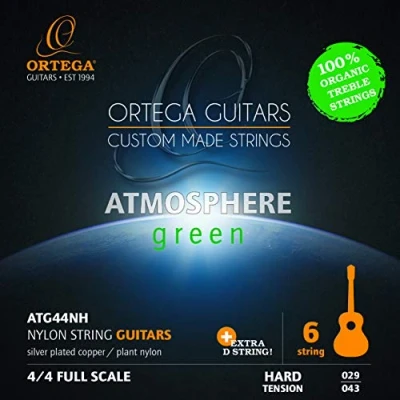 Image of ORTEGA Atmosphere Green Series Guitar Strings Organic Nylon Treble Hard + Extra D String (ATG44NH)