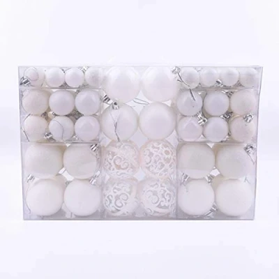 Image of JMAHM 100 Pcs Christmas Balls Baubles Ornaments Tree Decorative Xmas Party Hanging Ball Shatterproof Bauble Pack (White)