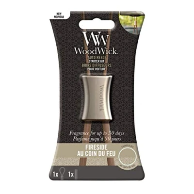 Image of WoodWick Auto Reeds Starter Kit Car Air Freshener Fireside Up to 30 Days of Fragrance