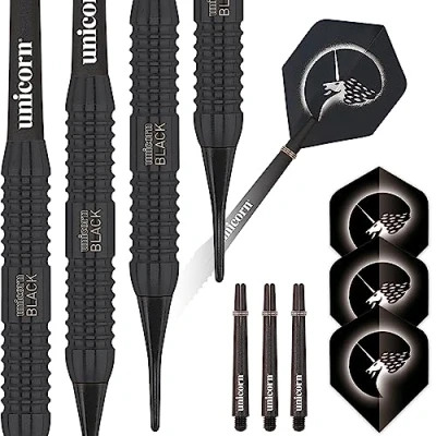 Image of Unicorn Soft Tip Darts Set Core Plus Brass Barrels with Black Coating 17 g